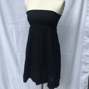 Black Smocked Tube Dress